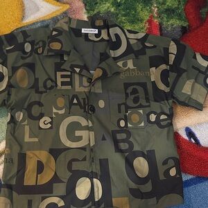Dolce & Gabbana Kids Olive Letter Print Shirt